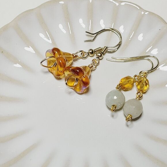 Artisan earrings  662# NEW bohemian Floral glass bead earrings Petite Amazonite - Picture 2 of 8